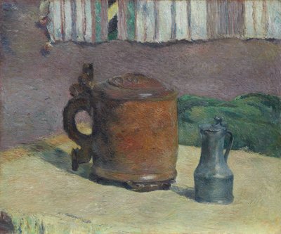 Stilleben: Wood Tankard og Metal Pitcher af Paul Gauguin