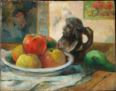 Stilleben med æbler, pære og kande af Paul Gauguin