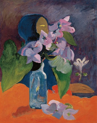 Stilleben med blomster og idol af Gauguin, Paul Eugene Henri (1848-1903). Olie på lærred, ca 1892, Mål: 40,3x32. Kunsthaus Zuerich af Paul Gauguin