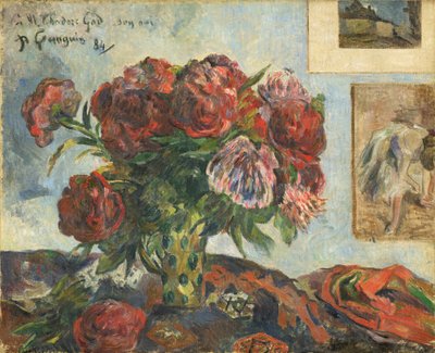 Stilleben med pæoner af Paul Gauguin