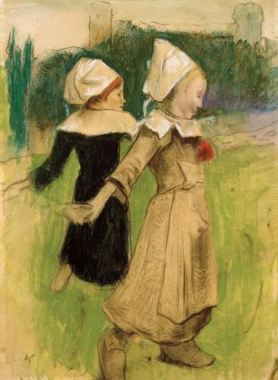 Undersøgelse for: bretonske piger, der danser, Pont– Aven) af Paul Gauguin
