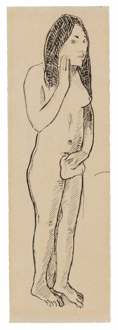 Tahitianske Eva (relateret til maleriet Parau ne te varua ino) (recto); Fragment af inskription (relateret til Cahier pour Aline) (verso) af Paul Gauguin