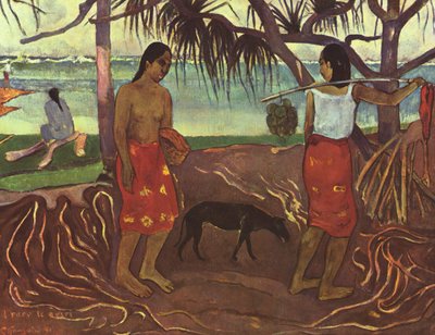 Tahitiansk: raro te oviri (I) Under Pandanus I af Paul Gauguin