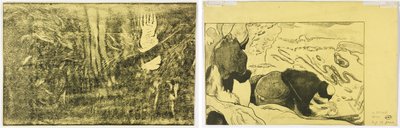 Djævelen taler (Mahna No Varua Ino) (recto); Kvinder vasker tøj (verso) af Paul Gauguin