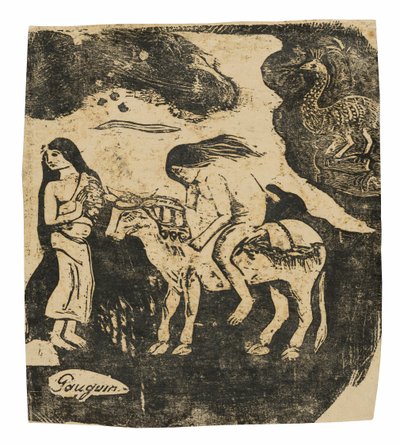 Voldtægten af Europa, fra serien af sene træsnit af Paul Gauguin