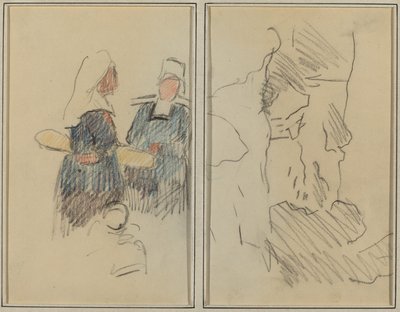 To bretonske kvinder; Landskab [recto] af Paul Gauguin