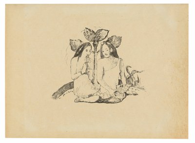 To maorikvinder sidder på hug af Paul Gauguin