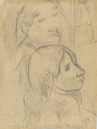 To markiser [verso], ca. 1902. af Paul Gauguin
