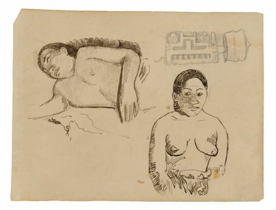 To tahitiske kvinder og en marokkansk øreprop af Paul Gauguin