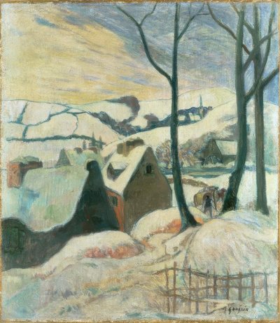 Landsby under sneen af Paul Gauguin