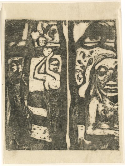 Kvinde plukker frugt og vilden af Paul Gauguin