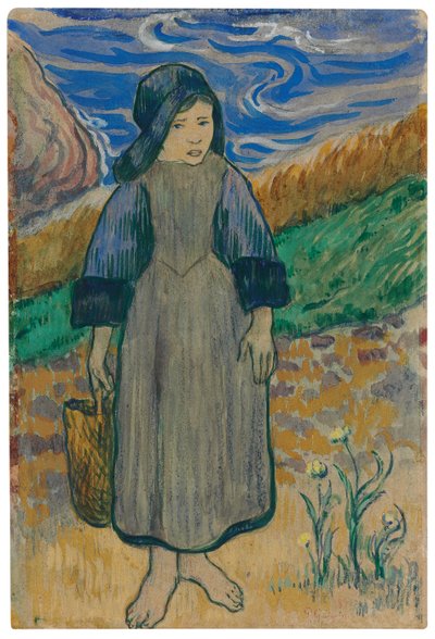 Ung bretonsk pige ved havet; Ung bretonsk pige ved havet, 1889 af Paul Gauguin
