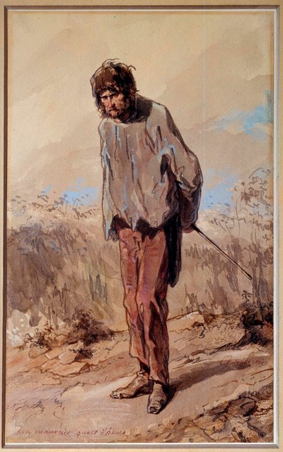 15 dårlige minutter. En dømt har galgen. Akvarel og gouache af Paul Gavarni (1804-1866) af Paul Gavarni