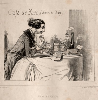 Fantastisk skitse: Bon Appetit, 1839. af Paul Gavarni