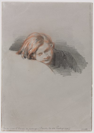 Leder af en ung mandsundersøgelse for LOiseau de passage, 1853. af Paul Gavarni