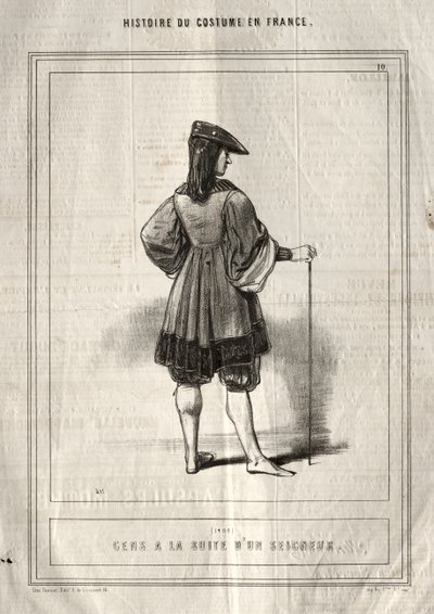Historien om kostume i Frankrig: Folk følger en herre af Paul Gavarni