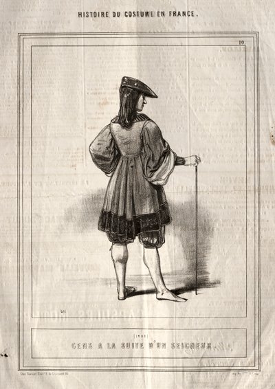 Historien om kostume i Frankrig: Folk følger en herre af Paul Gavarni