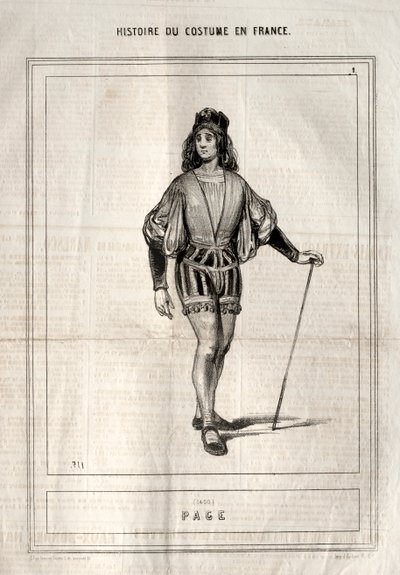 Kostumehistorie i Frankrig: Side, 1843. af Paul Gavarni