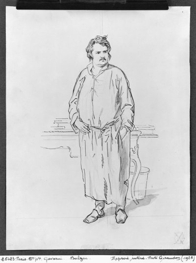 Honore de Balzac (pen og blæk og vask på papir) af Paul Gavarni
