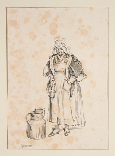 LAITIERE. Mælkekvinde. af Paul Gavarni