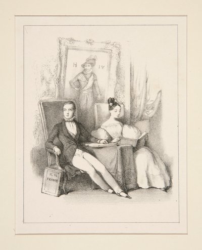 Broderen og søsteren / Prag (Henri, greve af Chambord og hertuginden af ​​Parma som børn) af Paul Gavarni