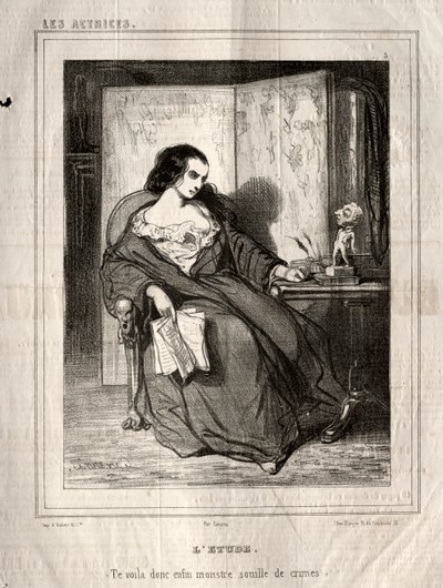 Skuespillerinderne: Studiet, 1843. af Paul Gavarni
