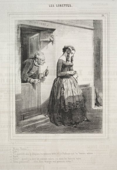 The Lorettes, 1842. af Paul Gavarni