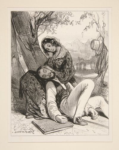 Hr. Charles drømmer, at hans elskerinde er ham utro... af Paul Gavarni
