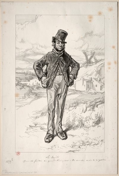 Physionomies Parisiennes: The Monday, 1857-58. af Paul Gavarni