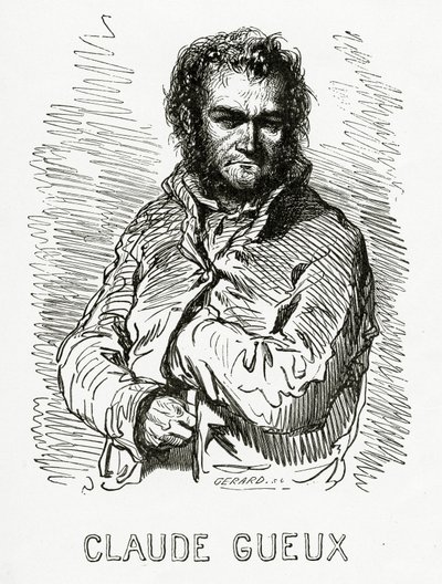 Portræt af Claude Gueux, 1834 (bw-gravering) af Paul Gavarni