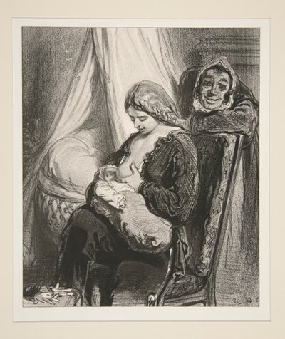 Scene fra langstrandmandens privatliv. af Paul Gavarni