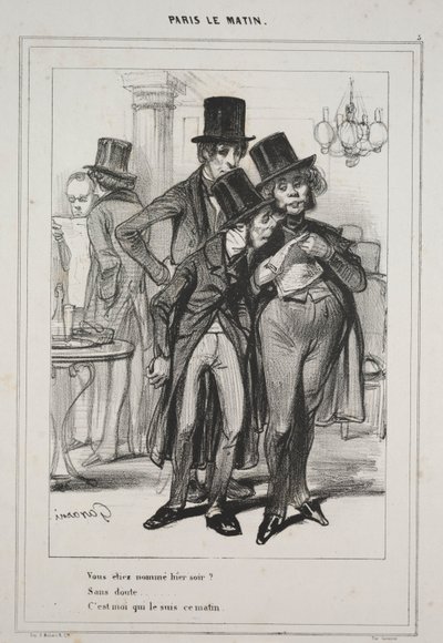 Du blev navngivet i går aftes... fra serien Paris Le Matin, 1839. af Paul Gavarni