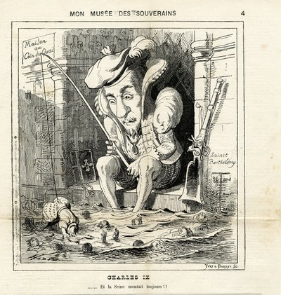 karikatur af Charles IX i Le Charivari af Paul Hadol