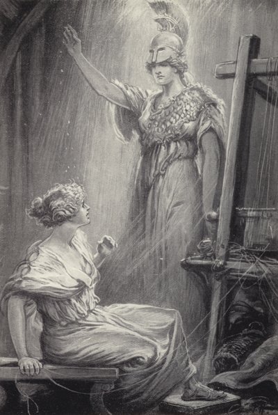 Athena og Arachne af Paul Hardy