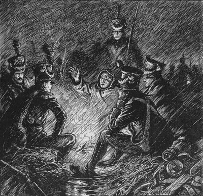 Både franskmænd og allierede bivuakerede i mudder og vand, 1902 af Paul Hardy