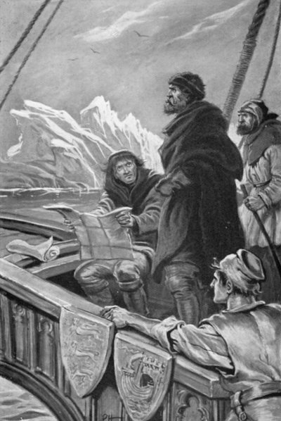 John Cabot stødte på enorme isbjerge (farve litho) af Paul Hardy