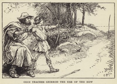 Odin lærer Geirrod at bruge buen af Paul Hardy