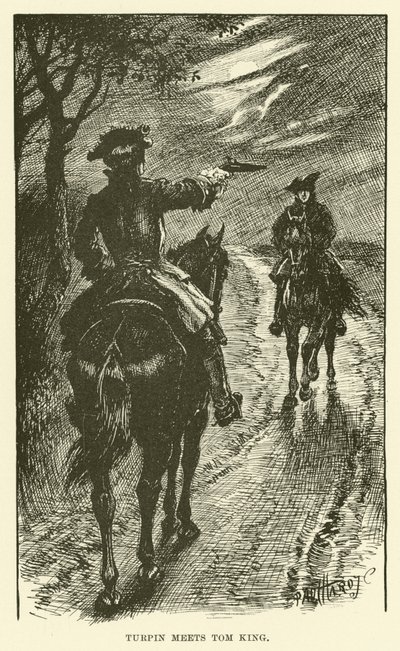 Turpin møder Tom King (gravering) af Paul Hardy
