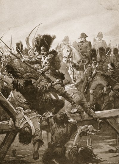 Da man så resterne af garden rydde vejen for kejseren, blev der travlt, illustration fra "Battles of the Nineteenth Century" af Archibald Forbes, G.A. Henty og major Arthur Griffith af Paul Hardy
