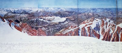 Panoramaudsigt over Pelvoux-toppen (sommet du Pelvoux) i Ecrins-massivet, de franske alper (fotogravure) (se også 404291) af Paul Helbronner