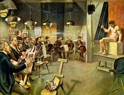 Kunststuderende, ca. 1930 (illustration) af Paul Heydel