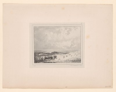 Bakket landskab i sollys firkantet soleil Otte landskabsforestillinger (serietitel) Huit sujets de Paysage (serietitel) af Paul Huet