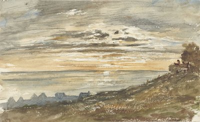 Solnedgang i Trouville af Paul Huet