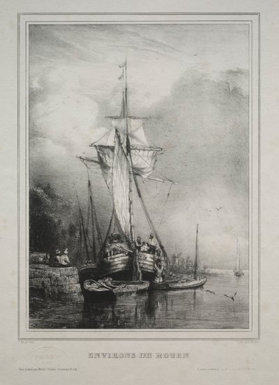 Six Marines: Environs of Rouen, Frankrig, 1832. af Paul Huet