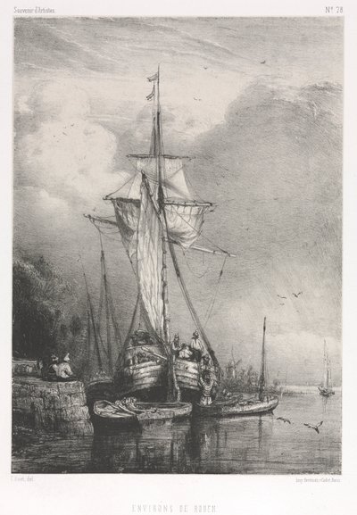 Souvenirs d Artistes No. 78: Six Marines: Surroundings of Rouen, 1832. af Paul Huet