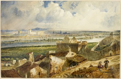 Udsigt over Avignon (fra Villeneuve les Avignon) af Paul Huet