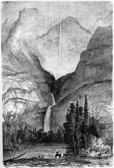 Yosemite Falls, Californien, 1800-tallet. af Paul Huet