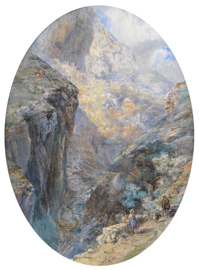 I nærheden af Amalfi, La Vallée des Moulins, 1864 (wc forhøjet med kropsfarve) af Paul Jacob Naftel