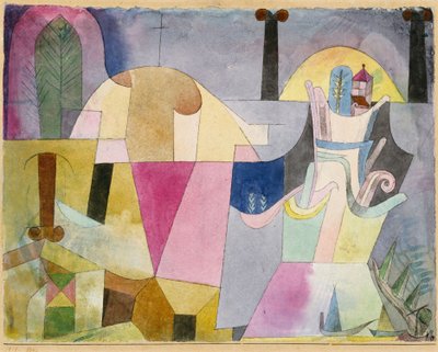 Sorte søjler i et landskab af Paul Klee