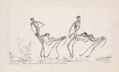 Candide, kapitel 16. Mens to aber fulgte efter dem og bed i balderne, 1911. af Paul Klee